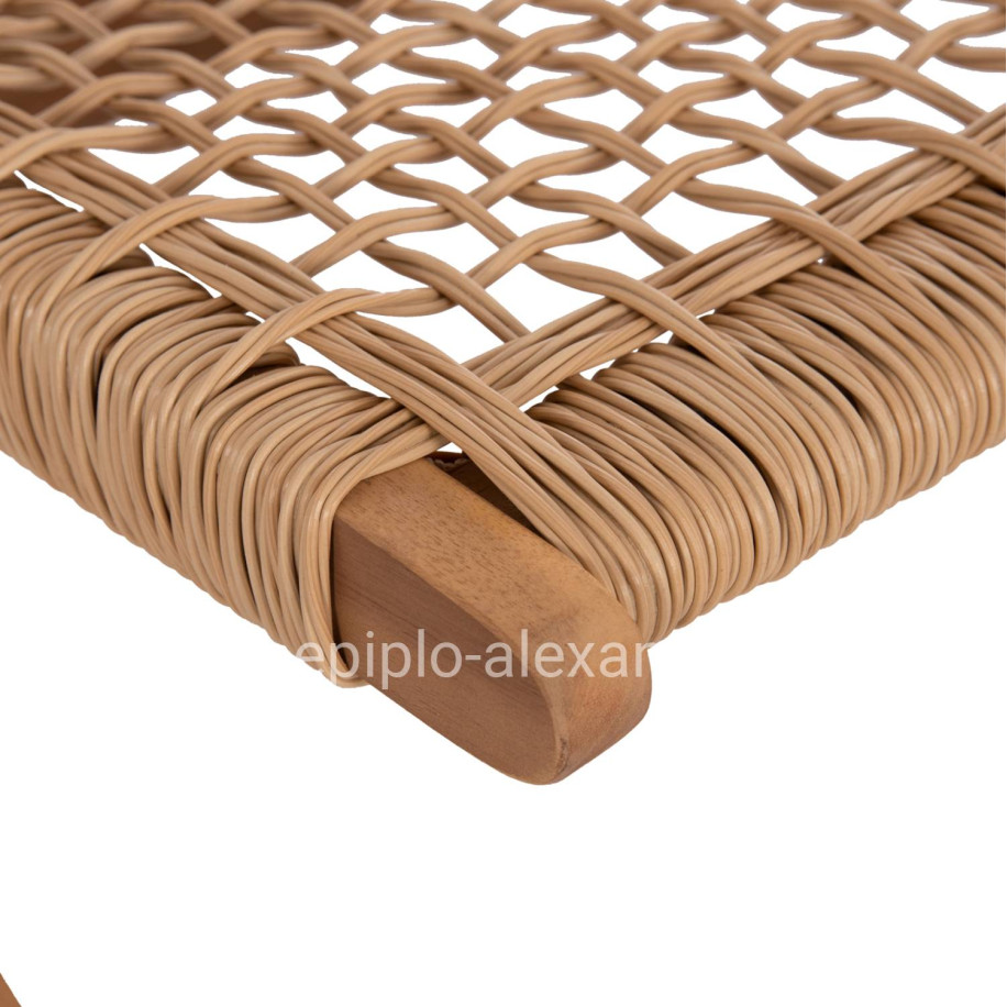 FOLDABLE LOUNGE CHAIR FERMO HM6243.01 ACACIA WOOD IN NATURAL-SYNTHETIC WICKER 60x76x72Hcm.