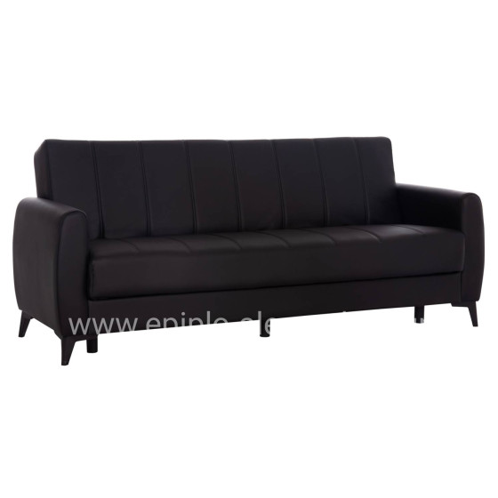 SOFA-BED 3-SEATER WITH STORAGE SPACE NIKKO HM3292.11 BLACK PU 207x80x82Hcm.
