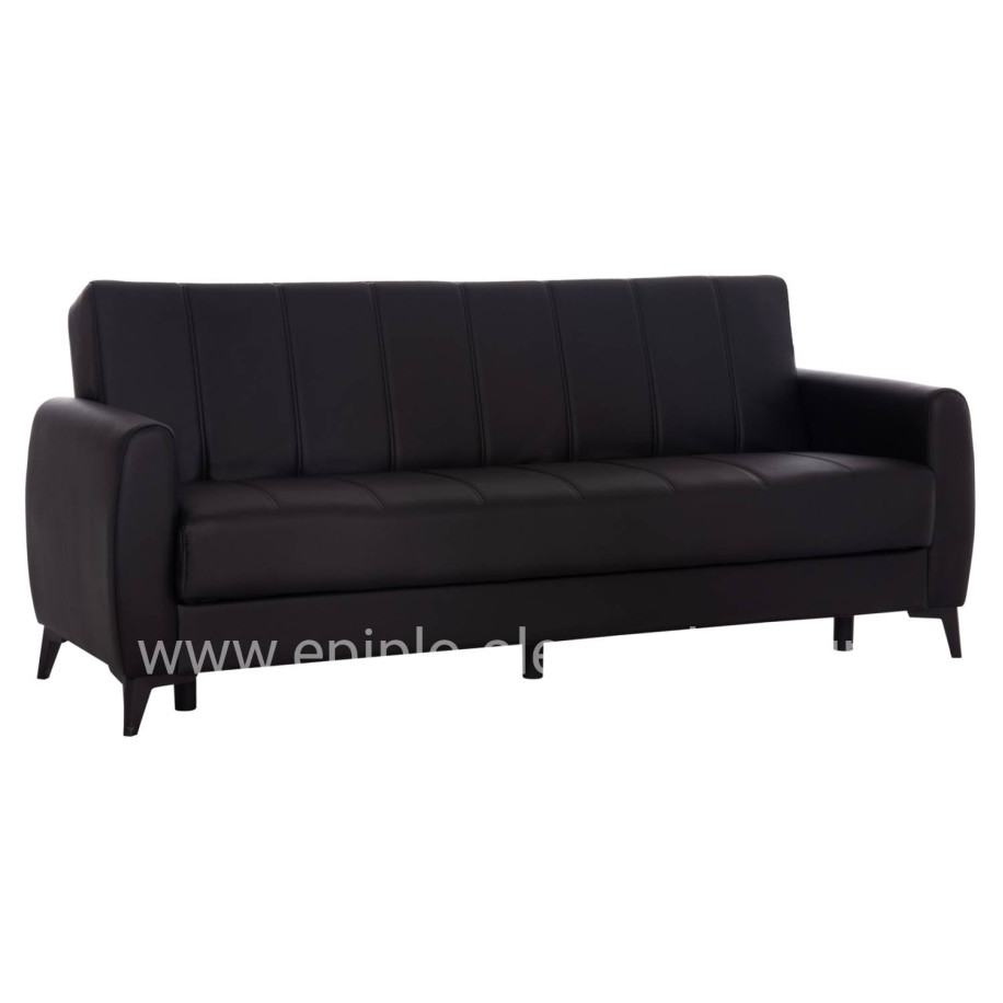 SOFA-BED 3-SEATER WITH STORAGE SPACE NIKKO HM3292.11 BLACK PU 207x80x82Hcm.