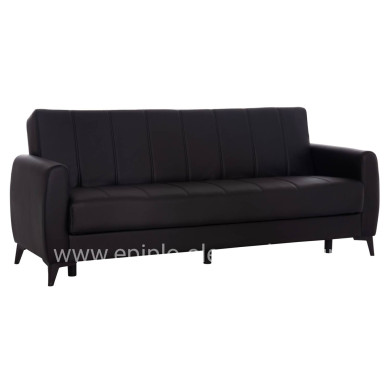 SOFA-BED 3-SEATER WITH STORAGE SPACE NIKKO HM3292.11 BLACK PU 207x80x82Hcm.