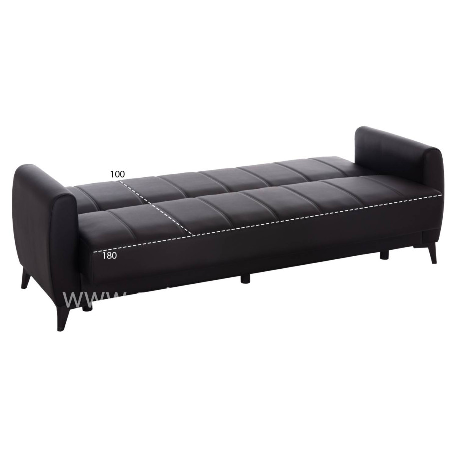 SOFA-BED 3-SEATER WITH STORAGE SPACE NIKKO HM3292.11 BLACK PU 207x80x82Hcm.