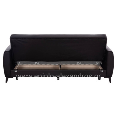SOFA-BED 3-SEATER WITH STORAGE SPACE NIKKO HM3292.11 BLACK PU 207x80x82Hcm.