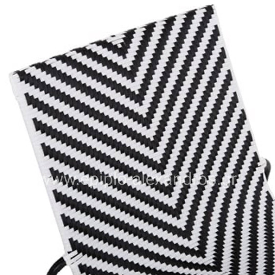 OUTDOOR LOUNGE SET 3PCS PONY HM21194 METAL COFFEE TABLE IN WHITE--WICKER RATTAN IN BLACK & WHITE