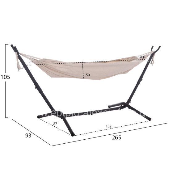 HAMMOCK CRAVE HM6304.02 ANTHRACITE METAL FRAME-BEIGE FABRIC 265x93x105Hcm.