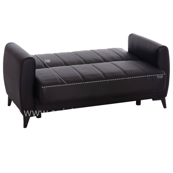 SOFA-BED 2-SEATER WITH STORAGE SPACE NIKKO HM3293.11 BLACK PU 144x75x84Hcm.