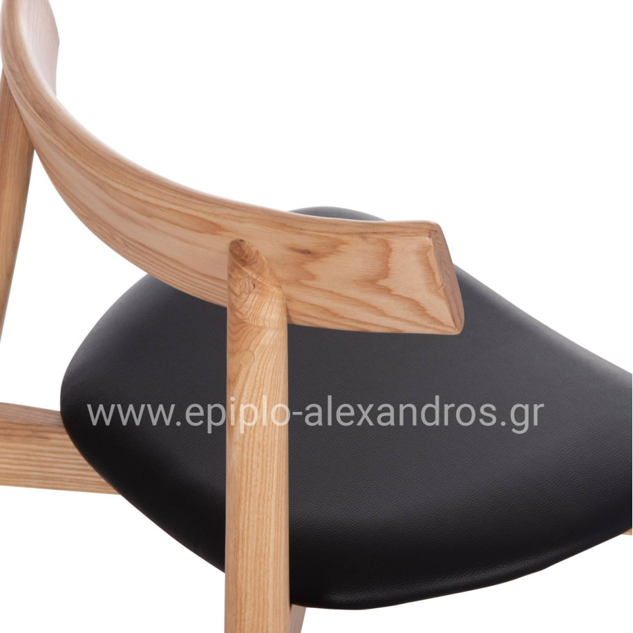 KΑΡΕΚΛΑ ΤΡΑΠΕΖΑΡΙΑΣ SEKAN HM18245.04 RUBBERWOOD-ΜΑΥΡΟ PU 60x54x72Υεκ