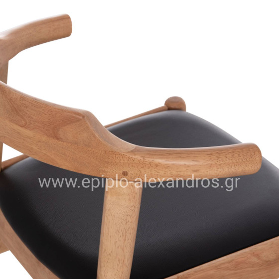 ΠΟΛΥΘΡΟΝΑ CERSEI HM9946.01 RUBBERWOOD ΣΕ LIGHT OAK & PU ΣΕ ΜΑΥΡΟ 57x53x72Υεκ