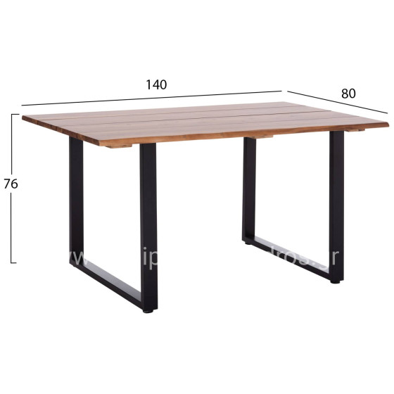 OUTDOOR DINING TABLE FRIGGO HM6296.02 ACACIA WOOD 2.6cm thick--METAL LEGS 140x80x76Hcm