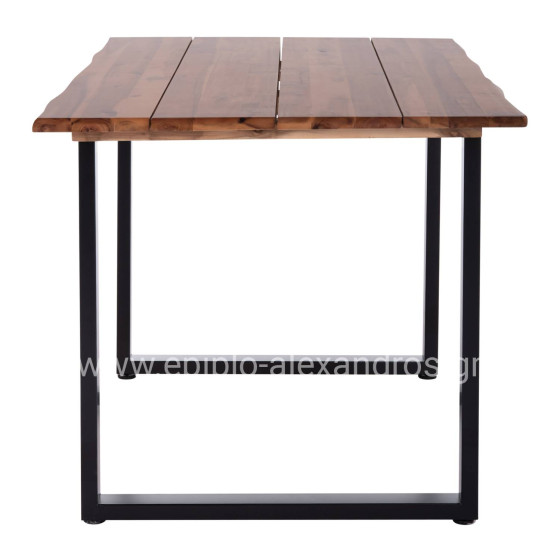 OUTDOOR DINING TABLE FRIGGO HM6296.02 ACACIA WOOD 2.6cm thick--METAL LEGS 140x80x76Hcm