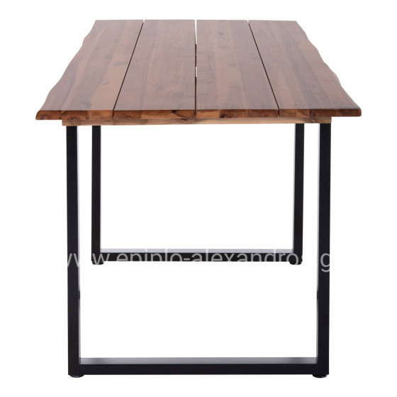OUTDOOR DINING TABLE FRIGGO HM6297.02 ACACIA WOOD 2.6cm thick--METAL LEGS 160x80x76Hcm