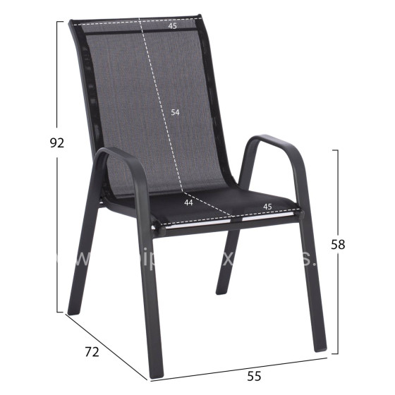 OUTDOOR DINING SET ADAM HM5193.13 TABLE WITH 4 DINING CHAIRS--BLACK