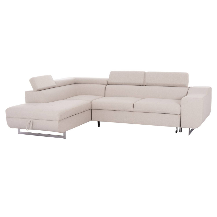 CORNER SOFA-BED WITH STORAGE SPACE ENCORE HM3301.03L BEIGE FABRIC 285x205x90Hcm.