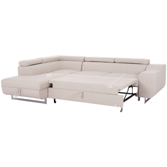 CORNER SOFA-BED WITH STORAGE SPACE ENCORE HM3301.03L BEIGE FABRIC 285x205x90Hcm.