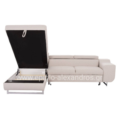 CORNER SOFA-BED WITH STORAGE SPACE ENCORE HM3301.03L BEIGE FABRIC 285x205x90Hcm.