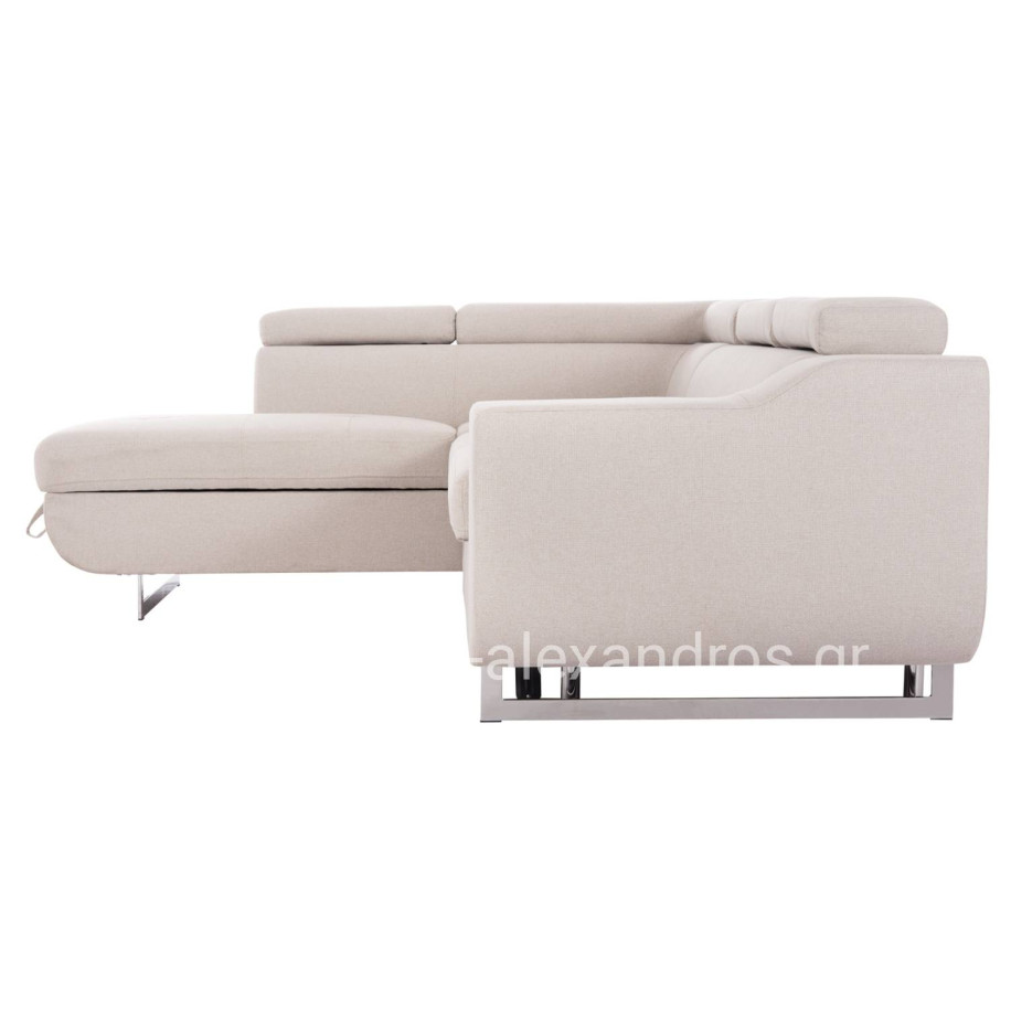 CORNER SOFA-BED WITH STORAGE SPACE ENCORE HM3301.03L BEIGE FABRIC 285x205x90Hcm.