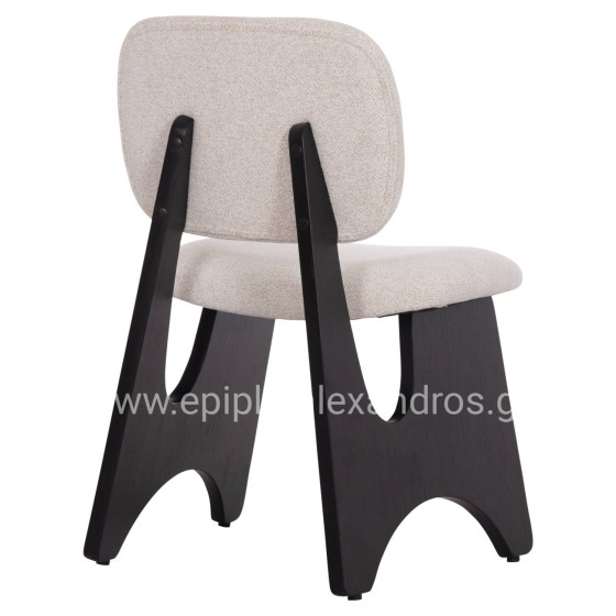 DINING CHAIR BELLISI HM18248.02 FABRIC IN CREAM WHITE-PLYWOOD IN BLACK 53x56x78Hcm.