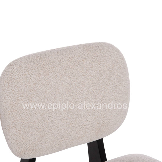 DINING CHAIR BELLISI HM18248.02 FABRIC IN CREAM WHITE-PLYWOOD IN BLACK 53x56x78Hcm.