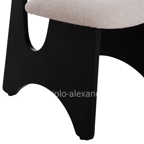 DINING CHAIR BELLISI HM18248.02 FABRIC IN CREAM WHITE-PLYWOOD IN BLACK 53x56x78Hcm.