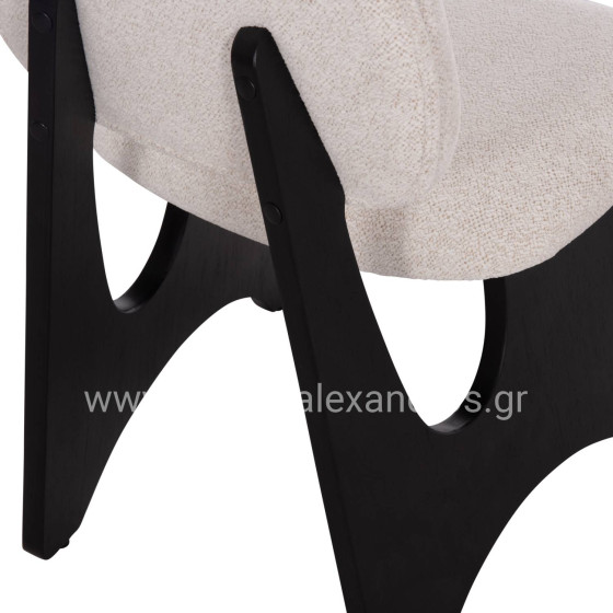 DINING CHAIR BELLISI HM18248.02 FABRIC IN CREAM WHITE-PLYWOOD IN BLACK 53x56x78Hcm.