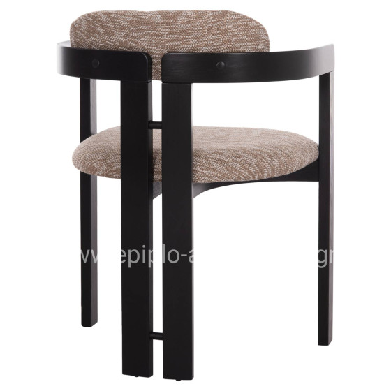 DINING CHAIR KALL HM18247.02 BROWN FABRIC--PLYWOOD IN BLACK 56x45x73Hcm.