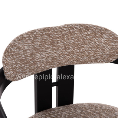 DINING CHAIR KALL HM18247.02 BROWN FABRIC--PLYWOOD IN BLACK 56x45x73Hcm.