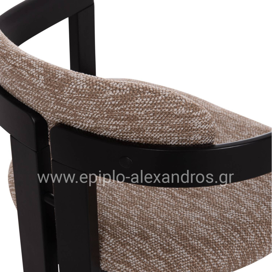 DINING CHAIR KALL HM18247.02 BROWN FABRIC--PLYWOOD IN BLACK 56x45x73Hcm.