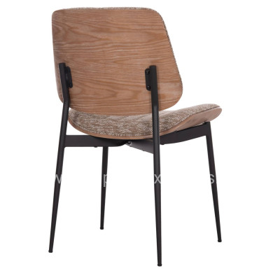 DINING CHAIR CONTI HM9983.01 BLACK METAL--BROWN FABRIC 49x56x82Hcm.