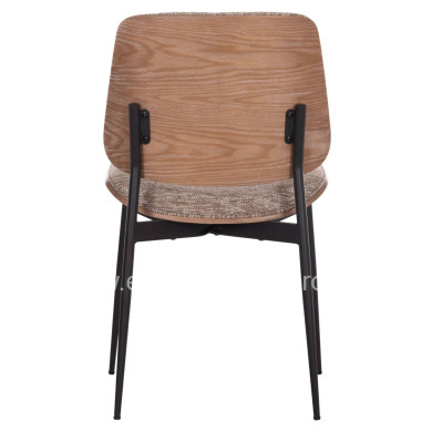 DINING CHAIR CONTI HM9983.01 BLACK METAL--BROWN FABRIC 49x56x82Hcm.