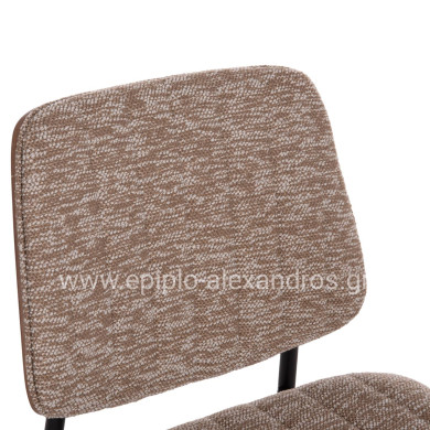 DINING CHAIR CONTI HM9983.01 BLACK METAL--BROWN FABRIC 49x56x82Hcm.