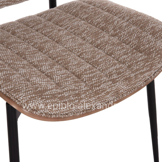 DINING CHAIR CONTI HM9983.01 BLACK METAL--BROWN FABRIC 49x56x82Hcm.