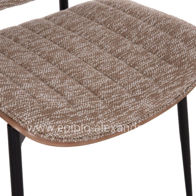 DINING CHAIR CONTI HM9983.01 BLACK METAL--BROWN FABRIC 49x56x82Hcm.