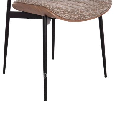 DINING CHAIR CONTI HM9983.01 BLACK METAL--BROWN FABRIC 49x56x82Hcm.