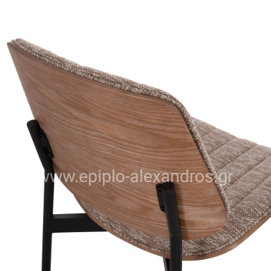 DINING CHAIR CONTI HM9983.01 BLACK METAL--BROWN FABRIC 49x56x82Hcm.