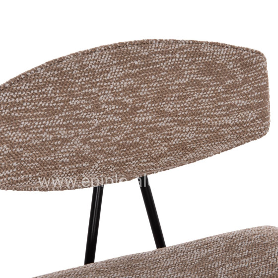 BAR STOOL MED.HEIGHT INOVER HM9984.01 PLYWOOD IN WHITEWASH--BROWN FABRIC 50x48x90Hcm.