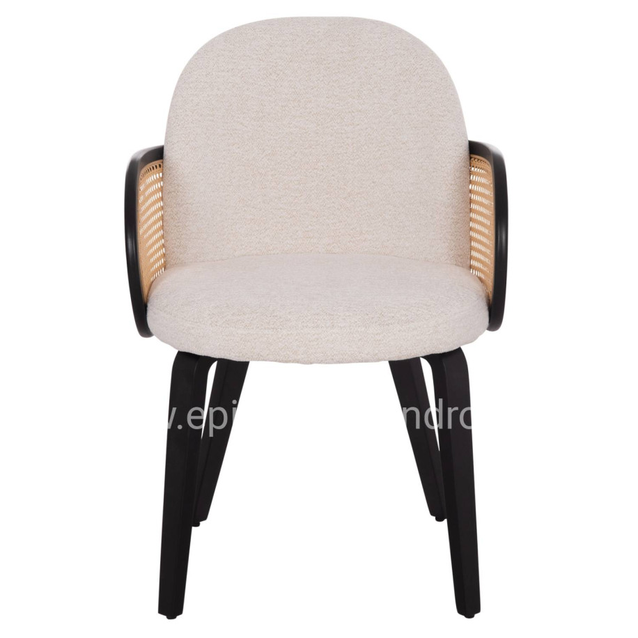 DINING CHAIR BECKER HM18246.02 PLYWOOD IN BLACK--ECRU FABRIC 54x62x79Hcm.