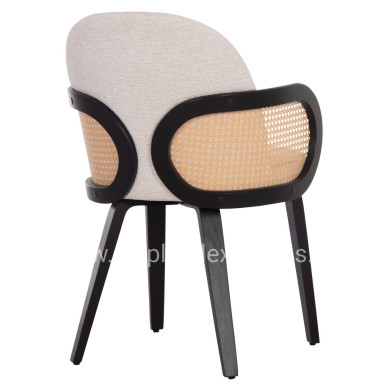 DINING CHAIR BECKER HM18246.02 PLYWOOD IN BLACK--ECRU FABRIC 54x62x79Hcm.