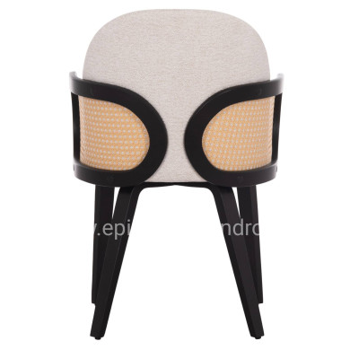 DINING CHAIR BECKER HM18246.02 PLYWOOD IN BLACK--ECRU FABRIC 54x62x79Hcm.