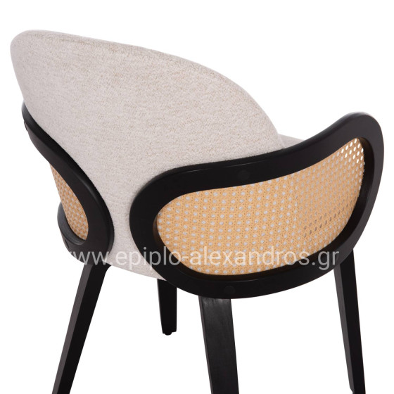 DINING CHAIR BECKER HM18246.02 PLYWOOD IN BLACK--ECRU FABRIC 54x62x79Hcm.