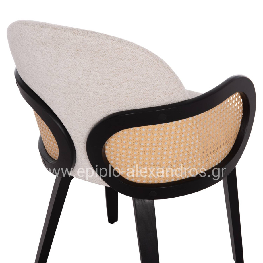 DINING CHAIR BECKER HM18246.02 PLYWOOD IN BLACK--ECRU FABRIC 54x62x79Hcm.