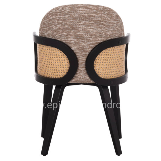 DINING CHAIR BECKER HM18246.03 PLYWOOD IN BLACK--FABRIC IN BROWN 54x62x79Hcm.