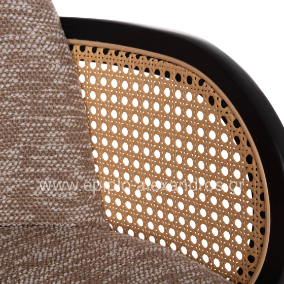 DINING CHAIR BECKER HM18246.03 PLYWOOD IN BLACK--FABRIC IN BROWN 54x62x79Hcm.