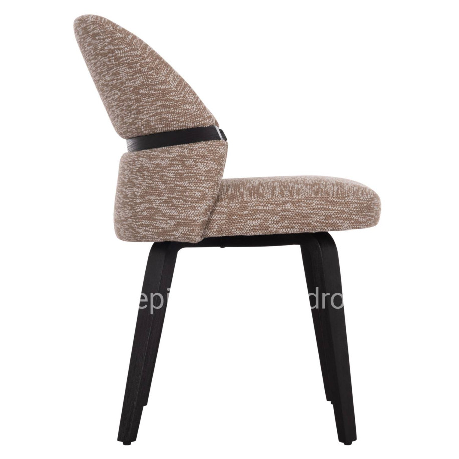 DINING CHAIR DEKKER HM18249.03 PLYWOOD IN BLACK--FABRIC IN BROWN 50x60x80Hcm.