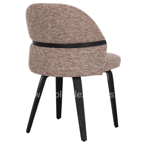 DINING CHAIR DEKKER HM18249.03 PLYWOOD IN BLACK--FABRIC IN BROWN 50x60x80Hcm.