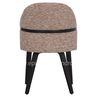 DINING CHAIR DEKKER HM18249.03 PLYWOOD IN BLACK--FABRIC IN BROWN 50x60x80Hcm.