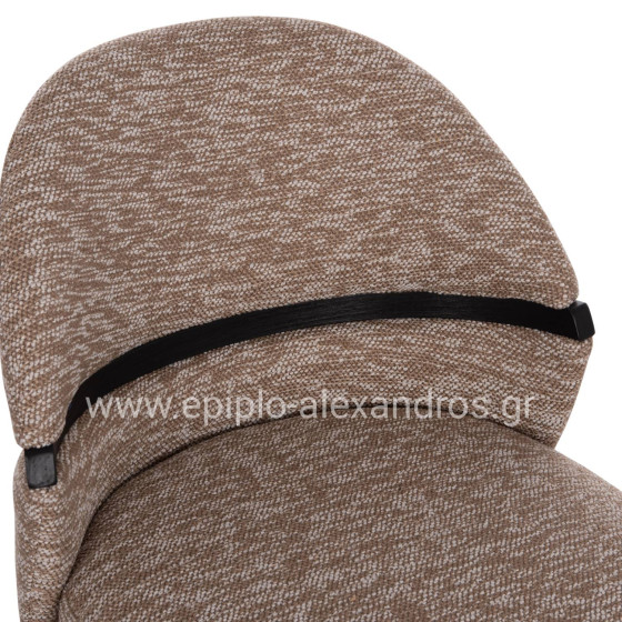 DINING CHAIR DEKKER HM18249.03 PLYWOOD IN BLACK--FABRIC IN BROWN 50x60x80Hcm.