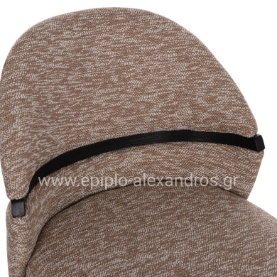 DINING CHAIR DEKKER HM18249.03 PLYWOOD IN BLACK--FABRIC IN BROWN 50x60x80Hcm.