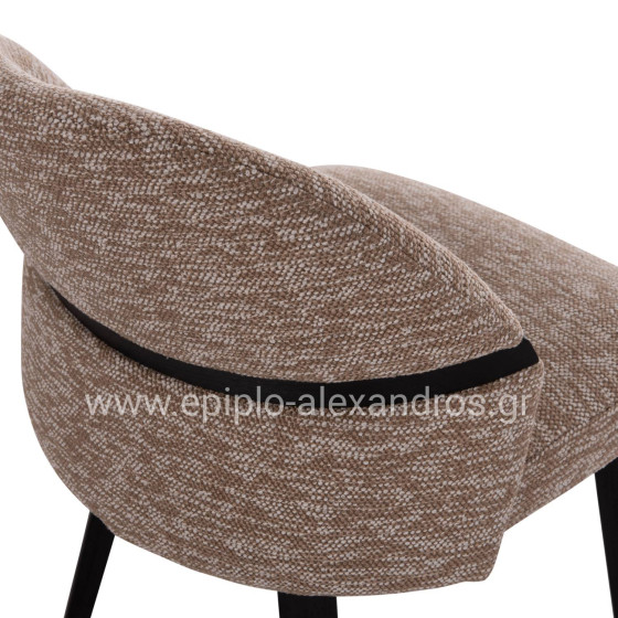 DINING CHAIR DEKKER HM18249.03 PLYWOOD IN BLACK--FABRIC IN BROWN 50x60x80Hcm.