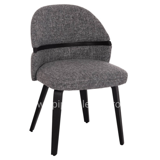DINING CHAIR DEKKER HM18249.02 PLYWOOD IN BLACK--FABRIC IN GREY 50x60x80Hcm.
