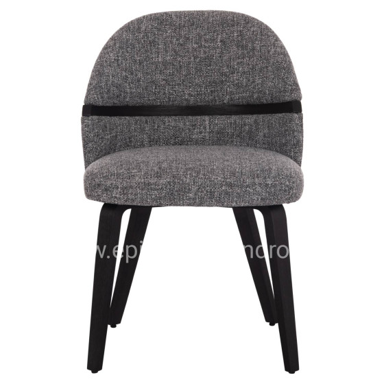 DINING CHAIR DEKKER HM18249.02 PLYWOOD IN BLACK--FABRIC IN GREY 50x60x80Hcm.