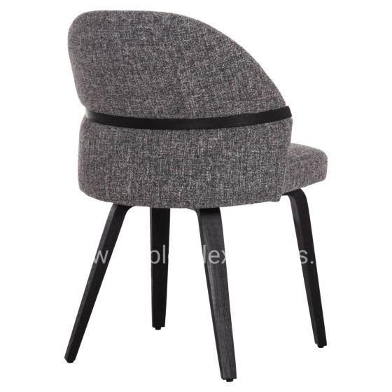 DINING CHAIR DEKKER HM18249.02 PLYWOOD IN BLACK--FABRIC IN GREY 50x60x80Hcm.